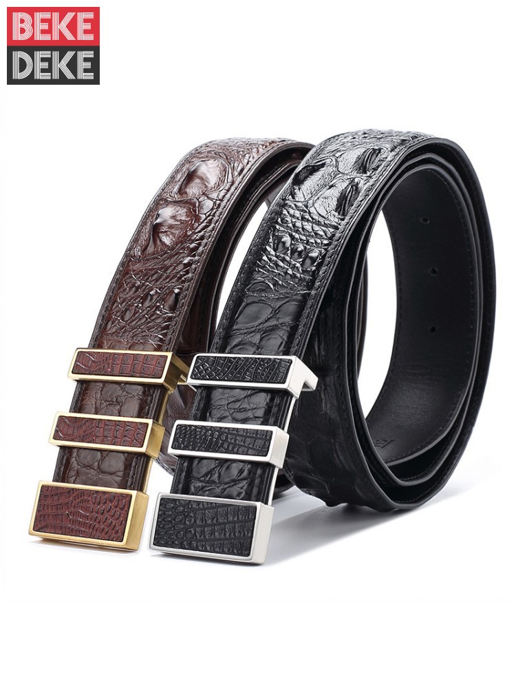 Leatherworking Classic - Cinturón de piel auténtica de cocodrilo