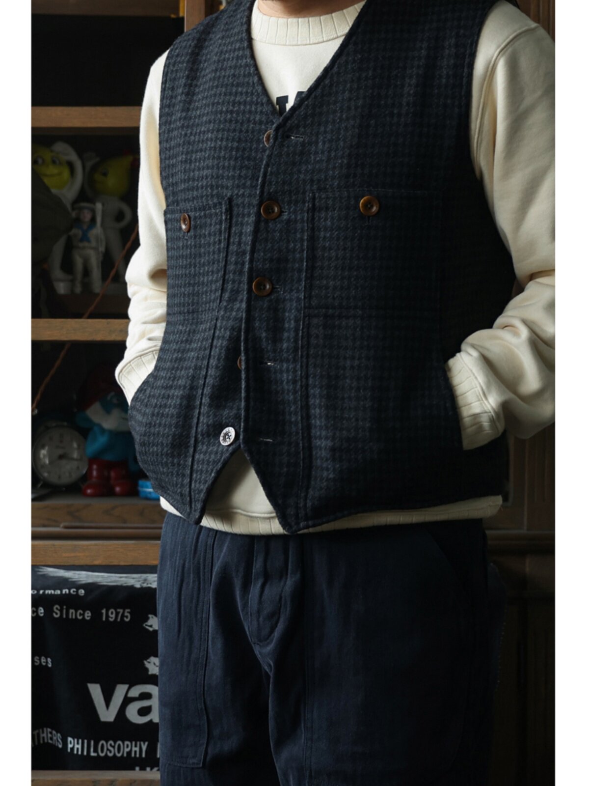 Leather Work Vest For Men - Secondorder FW24 Chaleco de trabajo de