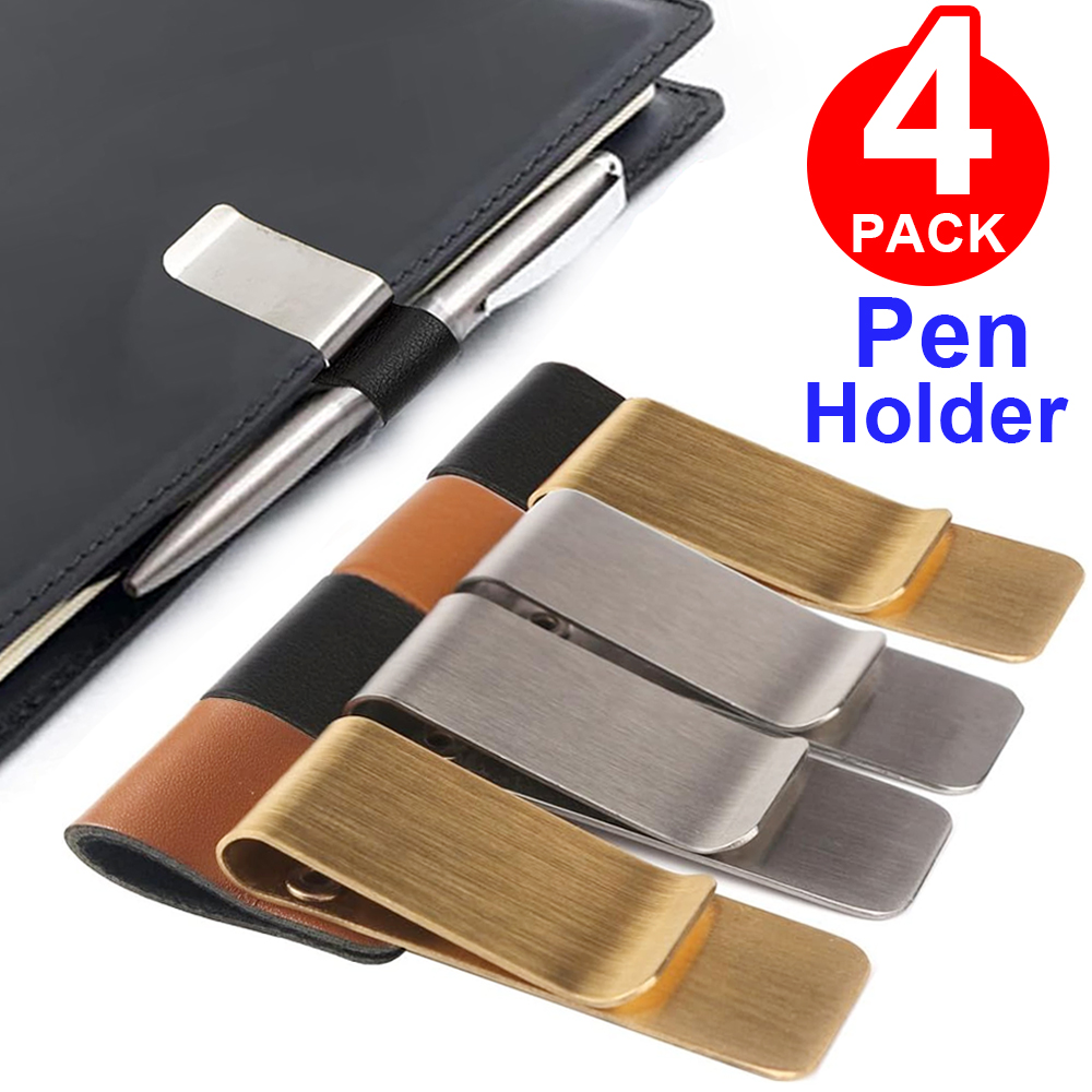 Leather Work Notebook - Portalápices de acero inoxidable y latón