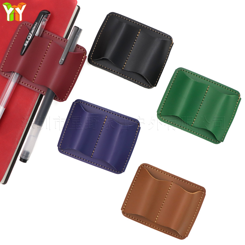 Leather Work Notebook - Portaplumas portátil de cuero PU, clip