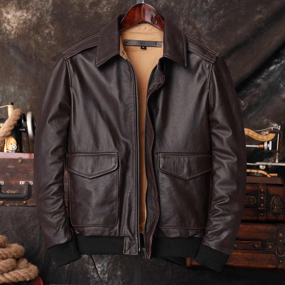 Leather Work Jacket - Chaqueta de Piloto Bomber A2 de
