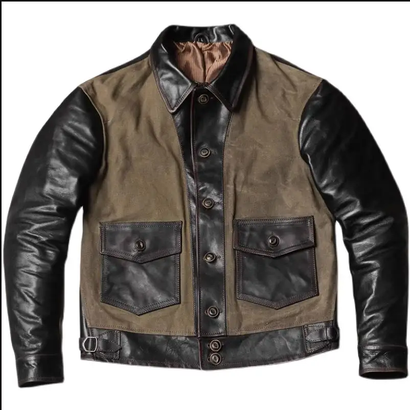 Leather Work Jacket - CC Shop-Chaqueta de cuero auténtico de