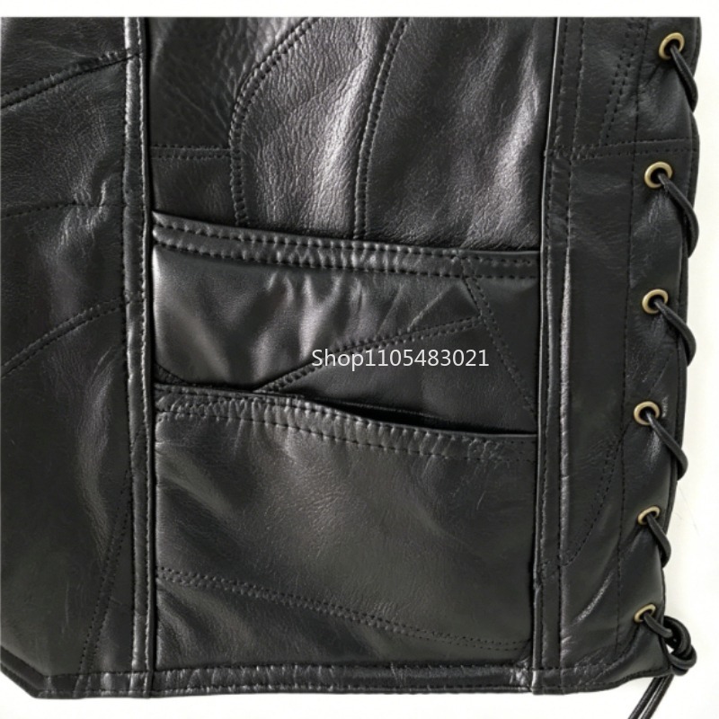 Chaleco de Cuero Negro con Par - Leather Work Jacket reseña y precio