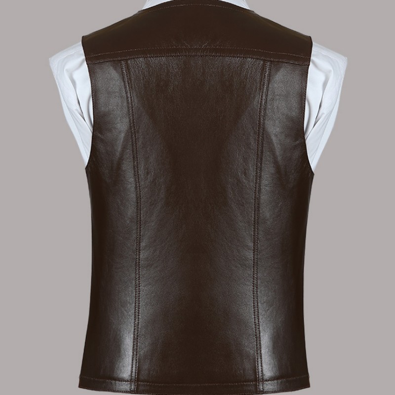 Chaleco de piel de oveja de cu - Leather Work Vest For Men reseña y precio